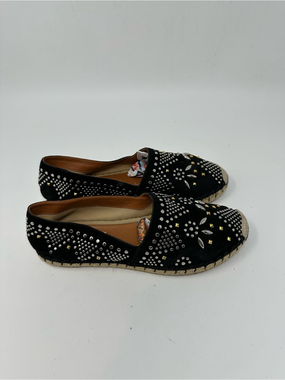 Valentino Garavani Black Suede Pearl Espadrille Women's 37